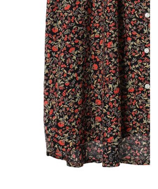 Green Parks アソート柄さらっとレーヨンブラウス Flower Black