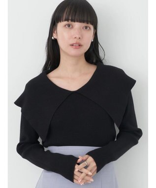 earth music&ecology ＢＩＧカラーニットプルオーバー Black