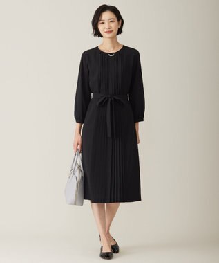 J.PRESS LADIES S 【洗える】ノルディス2wayジョーゼット フロントプリーツ ワンピース ブラック系