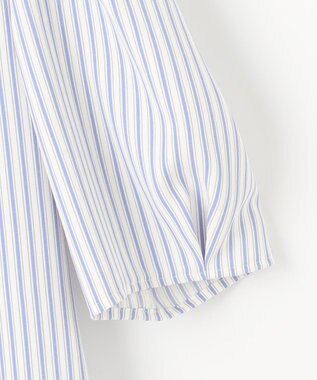 ANY SIS L 【洗える】フリルネックスタンド ブラウス ブルーストライプ
