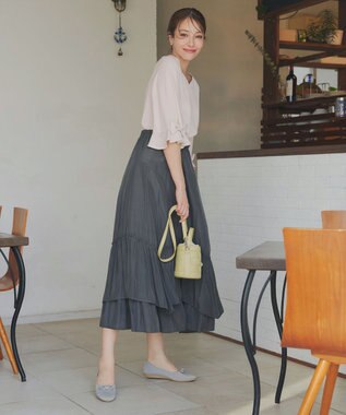 Tiaclasse 【洗える】リボンフレアスリーブブラウス アイボリー