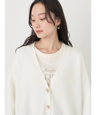 earth music&ecology やわらかタッチＶネックカーディガン Off White