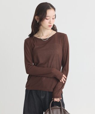 earth music&ecology クルーネックシアーテレコプルオーバー Brown