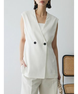 Green Parks AnriettMusee ネック切替デザインベスト Off White