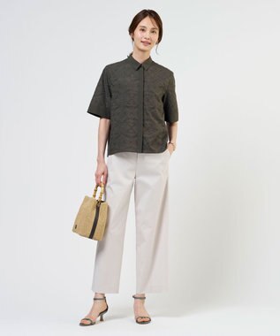 J.PRESS LADIES L 【一枚で着映え】エンブロイダリー ボクシーシャツ ダークブラウン系