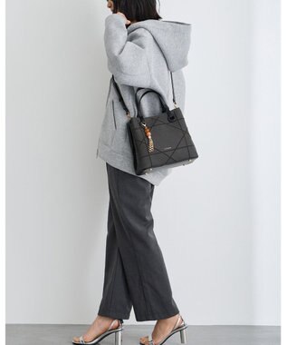 MioFIRANO カジュアルシッククロスラインハンドバッグ 2WAY チャーム付き　FIRANO フィラノ DARK GRAY