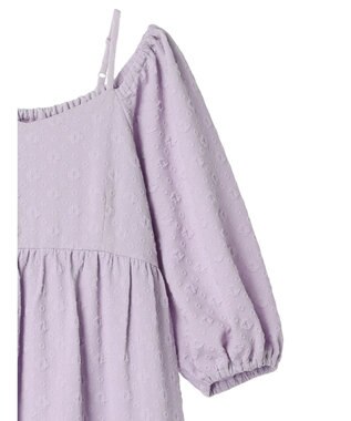 earth music&ecology ２ｗａｙパフスリーブ表面感ワンピース Purple