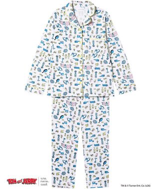 une nana cool トムとジェリー × une nana cool【綿100%】長袖開襟パジャマ アイボリー