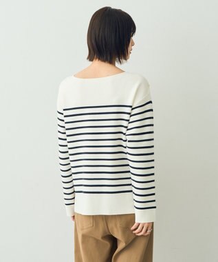 YECCA VECCA ミラノリブ金釦ニット Border Ivory