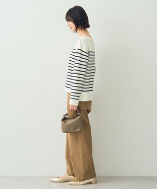 YECCA VECCA ミラノリブ金釦ニット Border Ivory