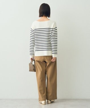 YECCA VECCA ミラノリブ金釦ニット Border Ivory