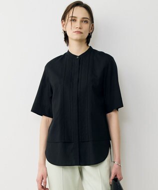 ICB L 【先行予約】リネンスラブローン バンドカラーデザインシャツ