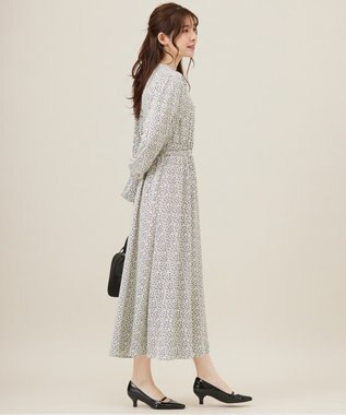 ANY SIS L 【洗える】フラワープリントワンピース × ニットベスト セット アイボリー