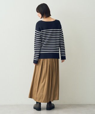 YECCA VECCA ミラノリブ金釦ニット Border Navy