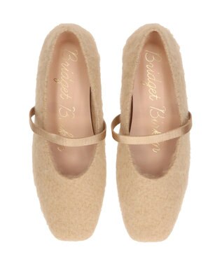 Bridget Birkin 【Bridget Birkin】エラスティックバンドもこもこスクエアバレエシューズ ベージュ