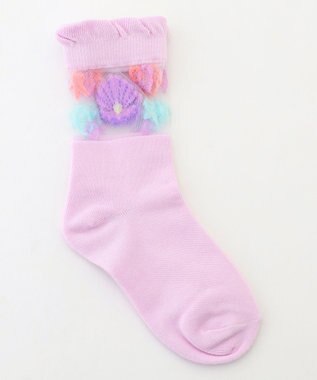 ANY KIDS シースルーモチーフソックス ラベンダー（シェル）