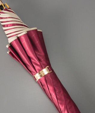 AURORA シャルルジョルダン　ポリエステル サテン エンボス 加工耐風雨傘 ワイン
