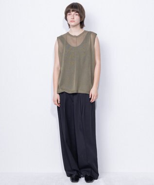 NAVE シアーニット ノースリーブ カーキ系