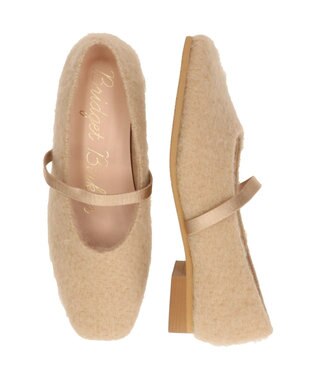 Bridget Birkin 【Bridget Birkin】エラスティックバンドもこもこスクエアバレエシューズ ベージュ