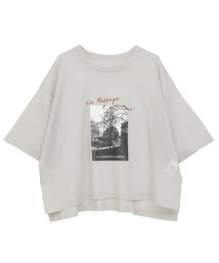 Green Parks アソートロゴ半袖シアーニットプルオーバー Gray