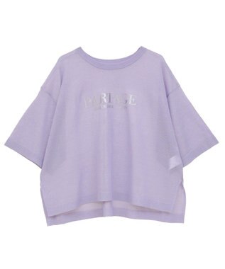 Green Parks アソートロゴ半袖シアーニットプルオーバー Purple