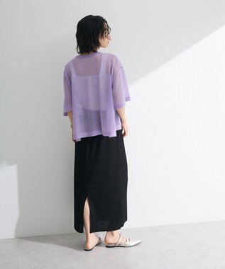 Green Parks アソートロゴ半袖シアーニットプルオーバー Purple