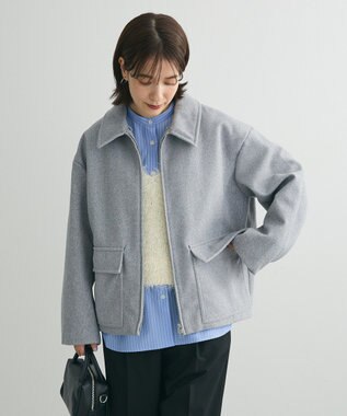 Green Parks バンドカラーストライプシャツ Stripe Blue