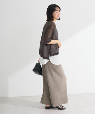 Green Parks アソートロゴ半袖シアーニットプルオーバー Charcoal Gray