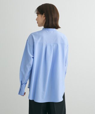 Green Parks バンドカラーストライプシャツ Stripe Blue