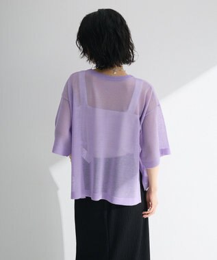 Green Parks アソートロゴ半袖シアーニットプルオーバー Purple