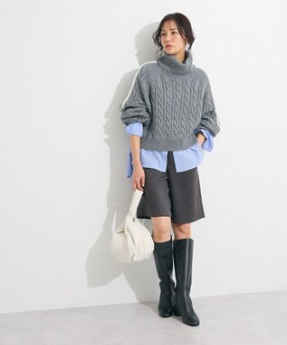 Green Parks バンドカラーストライプシャツ Stripe Blue