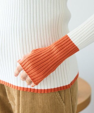 CRAFT STANDARD BOUTIQUE 洗える/とてもち配色モックネックリブニットプルオーバー/24AW Ivory