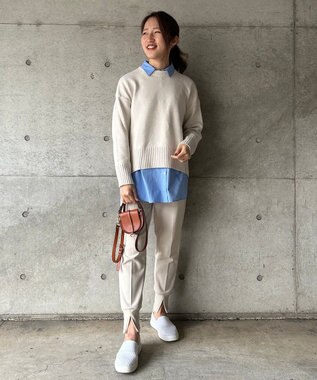 UNFILO 【洗える】スプリングコットンニット バックスリット エクリュ