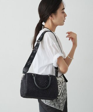 russet ナイロンラフィアミニボストンバッグ(CE-1715) Black