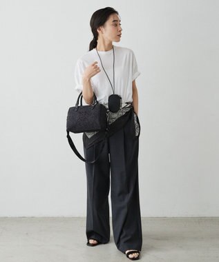 russet ナイロンラフィアミニボストンバッグ(CE-1715) Black