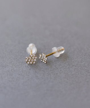 Phoebe 〈金属アレルギー対応〉3wayハートパヴェビジューパールキャッチピアス/ゴールド ゴールド