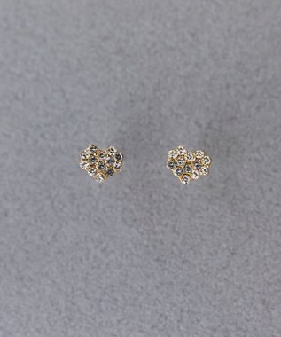 Phoebe 〈金属アレルギー対応〉3wayハートパヴェビジューパールキャッチピアス/ゴールド ゴールド