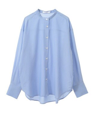 Green Parks バンドカラーストライプシャツ Stripe Blue