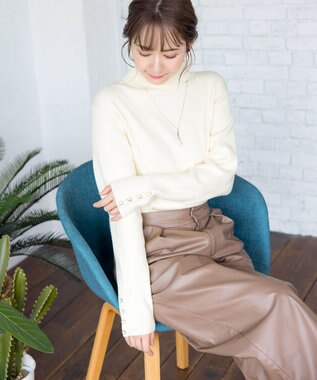 Tiaclasse 【洗える】洗練された女性スタイルを叶えるフェイクレザーワイドパンツ モカ