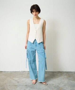 GRACE CONTINENTAL リネン混ツイルジレ キナリ