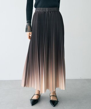 YECCA VECCA グラデーションラインプリーツスカート