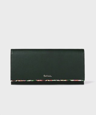 Paul Smith マーガレットプリントトリム 長財布 ダークグリーン