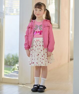 ANY KIDS ミラクルスパンコール 長袖 Tシャツ ピンク×チェリー