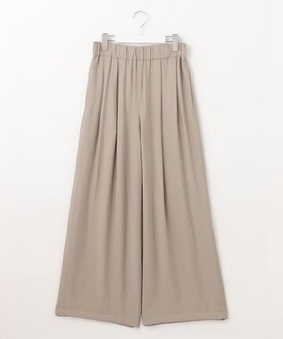 自由区 L 【ウエストゴム・洗える】エアリーツイルワイド パンツ ベージュ