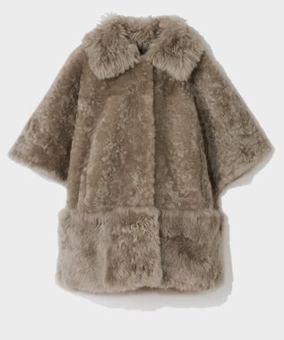 GRACE CONTINENTAL ムートンポンチョコート グレー