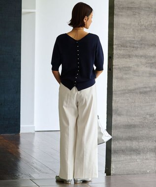 自由区 【WEB限定・洗える・XSサイズあり】ハイツイストコットンアセテートニットセットアップ ワンピース ネイビー系