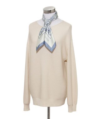 MOONBAT MACKINTOSH PHILOSOPHY(マッキントッシュ フィロソフィー）シルクスカーフ ボタニカル 68×68㎝ 日本製 スカイブルー