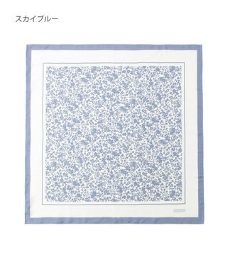 MOONBAT MACKINTOSH PHILOSOPHY(マッキントッシュ フィロソフィー）シルクスカーフ ボタニカル 68×68㎝ 日本製 スカイブルー