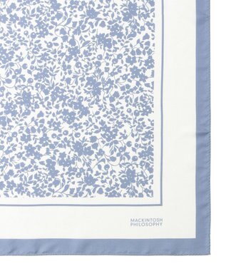MOONBAT MACKINTOSH PHILOSOPHY(マッキントッシュ フィロソフィー）シルクスカーフ ボタニカル 68×68㎝ 日本製 スカイブルー