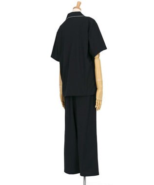 une nana cool 【綿100%】60/2 やわらか天竺 半袖開襟パジャマ MADE WITH LIBERTY FABRIC ブラック